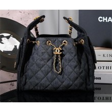 Chanel black 25 Small Handbag in Washed Denim & Gold-Tone Metal AS5293 2025