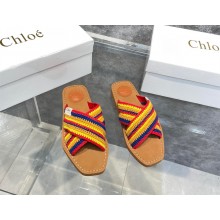 CHLOE Woody flat mules yellow/blue