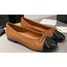 Chanel Calfskin & Patent Calfskin Ballet flats G02819 Brown 2023