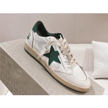 golden goose Women's Ball Star Wishes in white nappa leather with green leather star and heel tab 2024
