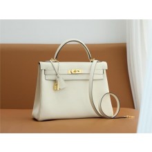 Hermes Kelly 32cm Bag In Original togo Leather nata with gold hardware 2025(original quality+handmade)