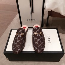 Gucci Princetown GG lamé fabric Slippers coffee 2020