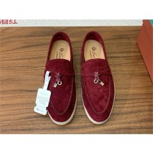 Loro Piana Women/Men Summer Charms Walk Suede leather Loafers 39