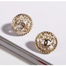Chanel Tree Branch Round Stud Earrings Gold 2018