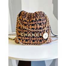Chanel 22 Mini Handbag in Calfskin Macrame AS3980 brown 2023
