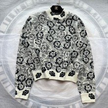 chanel camellias printed cashmere sweater white 2023 
