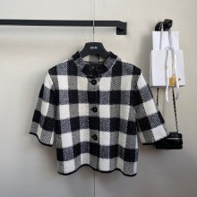 dior Gray and Black Check'n'Dior Wool, Alpaca and Cotton Blend Knit 2023