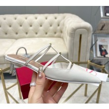 Valentino Garavani Rockstud Wispy calfskin mule white 1113-2024