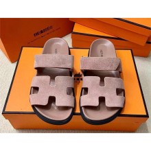 Hermes Chypre sandals in suede goatskin nude 2024