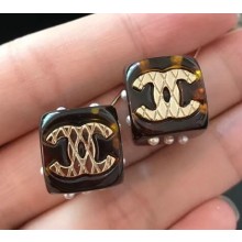 Chanel Dice Stud Earrings AB0033 Brown 2018