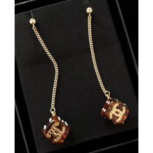 Chanel Long Earrings with Dice Pendant AB0034 Brown 2018