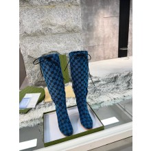 Gucci 8.5cm heel GG Canvas Mid-Heel Boots blue