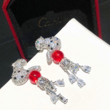 cartier crystals panther earrings with red stone 2021