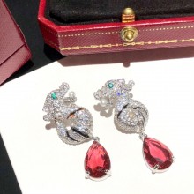 cartier crystals dragon earrings with red stone 2021