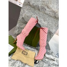 Gucci 8.5cm heel GG Canvas Mid-Heel Boots Pink