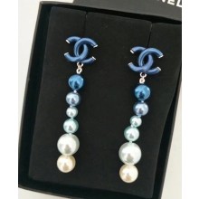 Chanel pearly earrings white/blue 87 2018