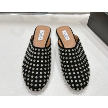 ALAÏA leather Crystal-Embellished Slip-On Mules black 2025