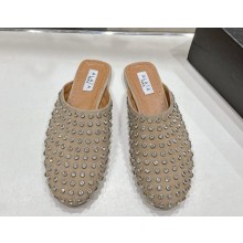 ALAÏA suede leather Crystal-Embellished Slip-On Mules beige 2025
