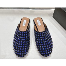 ALAÏA suede leather Crystal-Embellished Slip-On Mules blue 2025