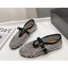 ALAÏA  Leather Mesh with Crystal -Embellished Ballet Flats silver 2025