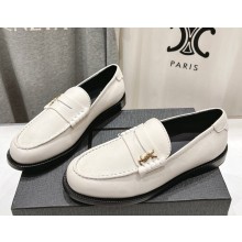 saint laurent LE LOAFER penny slippers in glazed leather white 2025