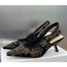 Dior J'Adior Slingback Pump Black and Gold-Tone Millefiori Jacquard heel 6.5cm 2025