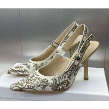 Dior J'Adior Slingback Pump White and Gold-Tone Millefiori Jacquard heel 9.5cm 2025