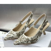 Dior J'Adior Slingback Pump White and Gold-Tone Millefiori Jacquard heel 6.5cm 2025