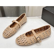 ALAÏA  Hollow leather ballet flats beige 2025