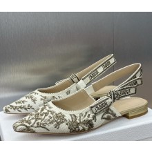 Dior J'Adior Slingback flat White and Gold-Tone Millefiori Jacquard  2025