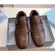 Prada Shuffle fringed monk strap shoes DARK BROWN 2EG473 2025
