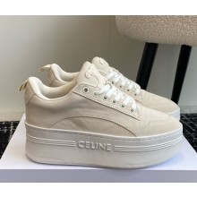 Celine Block Sneakers With Wedge OUTSOLE In suede Calfskin beige 2024