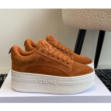 Celine Block Sneakers With Wedge OUTSOLE In suede Calfskin dark brown 2024