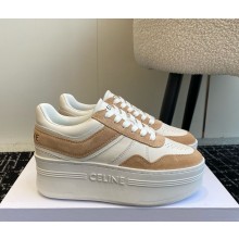 Celine Block Sneakers With Wedge OUTSOLE In suede and Calfskin white/beige 2024