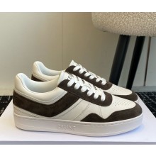 Celine TRAINER lace-up Sneakers In suede and Calfskin white/brown 2024