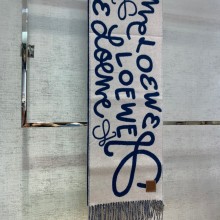 LOEWE SCARF IN WOOL AND CASHMERE WHITE/BLUE 2022