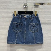Chanel Coco Denim Skirt Blue 2024