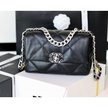 Chanel 19 Flap Bag AS1160/AS1161 goatskin Black/silver (original quality)