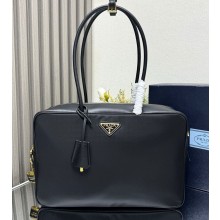 Prada Large Re-Nylon and leather top-handle bag with padlock 1BB131 black 2024