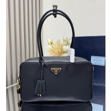 Prada Re-Nylon and leather medium top-handle bag with padlock 1BB132 black 2024
