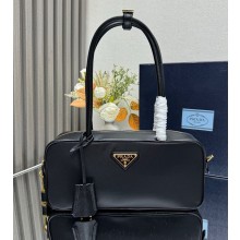 Prada Re-Nylon and leather small top-handle bag with padlock 1BB133 black 2024