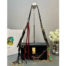 Prada Soft Sound small leather shoulder bag with charms 1BD379 black 2024