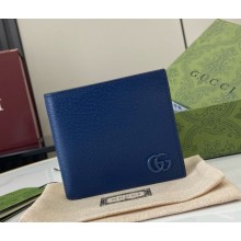 Gucci GG Marmont bi-fold card case wallet 428726 blue leather 2024