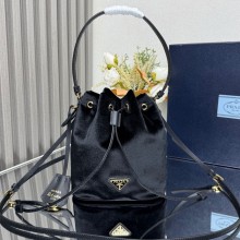 Prada Velvet mini-bag with nappa leather details 1BE067 black 2024