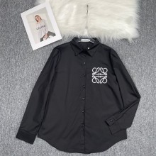 loewe logo embroidered shirt black 2022
