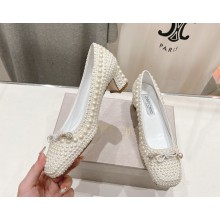 jimmy choo KARI  pearl-embellished satin courts mary jane heel 4.5cm  2024 