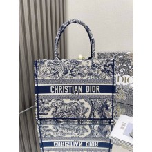 Dior Medium Book Tote bag in Ecru and Blue Toile de Jouy Embroidery 2024