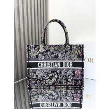 Dior Medium Book Tote bag in Black Embroidery with Multicolor Millefiori Unicorn Motif 2025