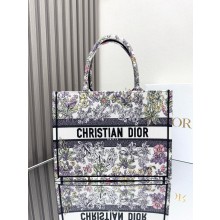 Dior Medium Book Tote bag in Latte Embroidery with Multicolor Millefiori Unicorn Motif 2025