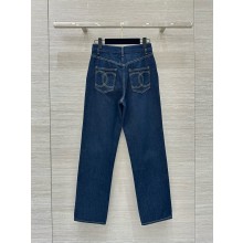 chanel DARK BLUE Washed Denim JEANS P78765 2024